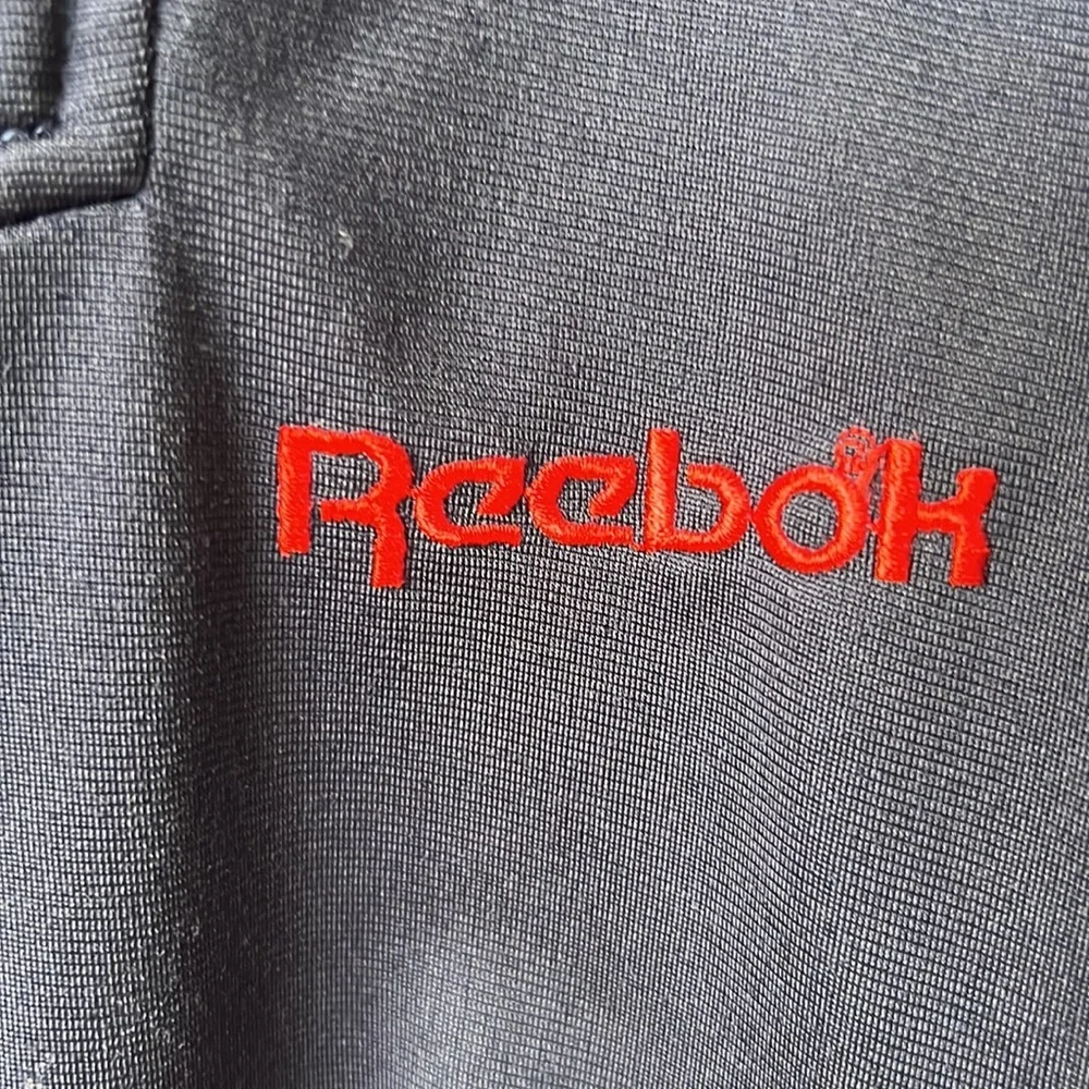 Vintage 80s retro Reebok Sport Polyester navy white and red polyester full zip